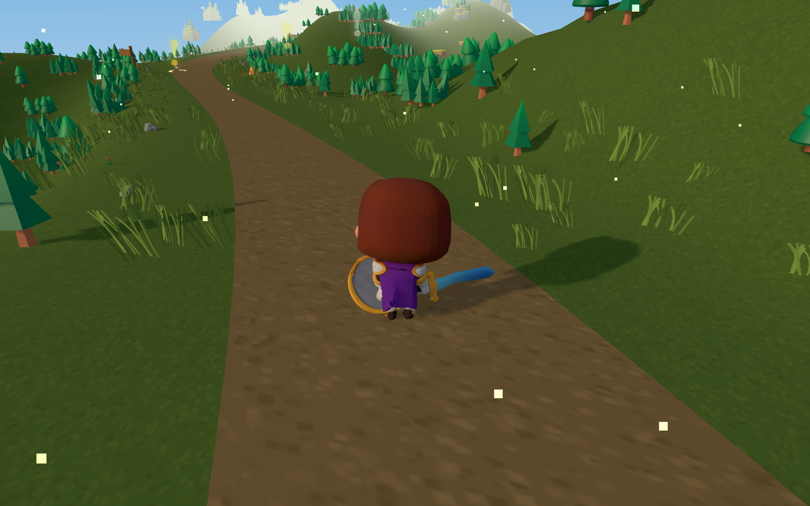 A paladin walks the path toward a dungeon in the Foundation Vale
