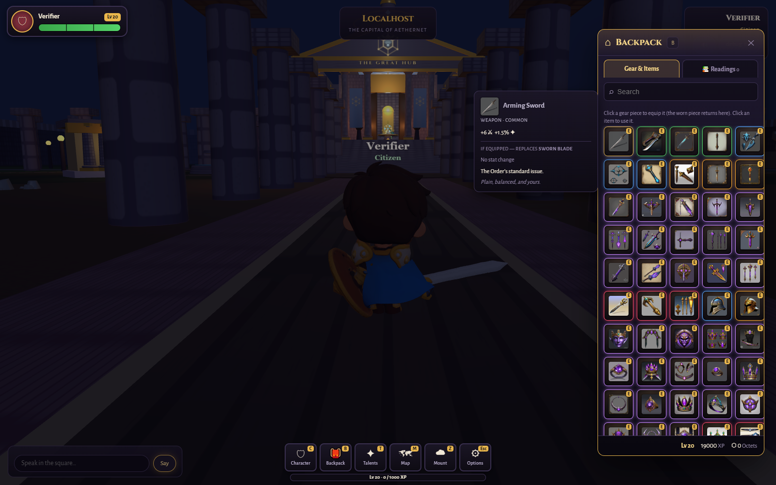 The gear stat-comparison panel