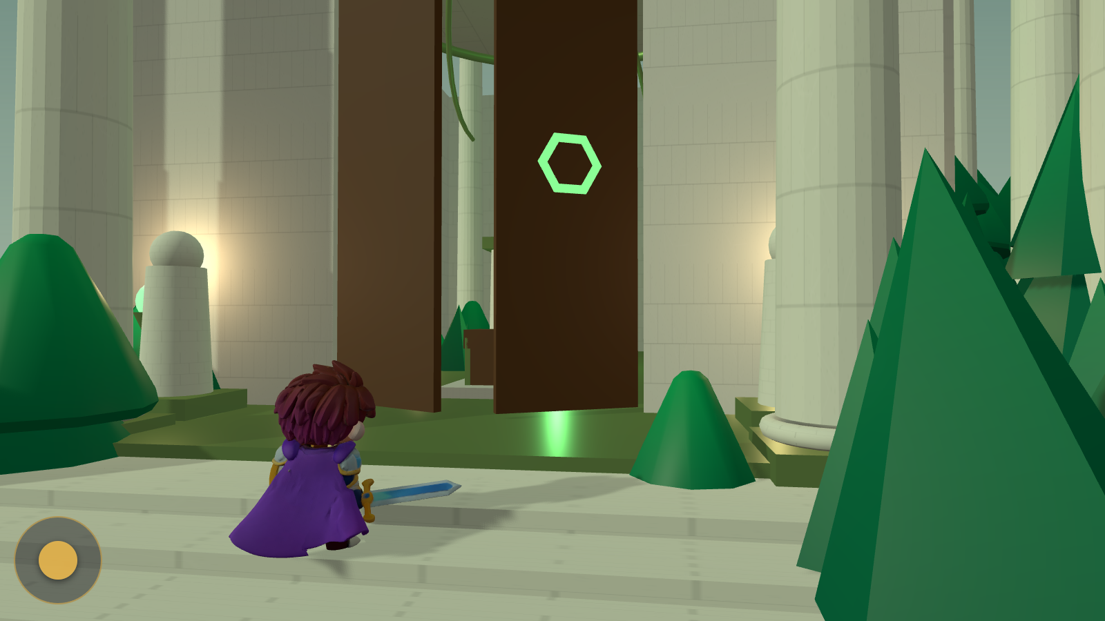 A paladin stands before the Routing Loop’s boss-temple in the Routed Wilds